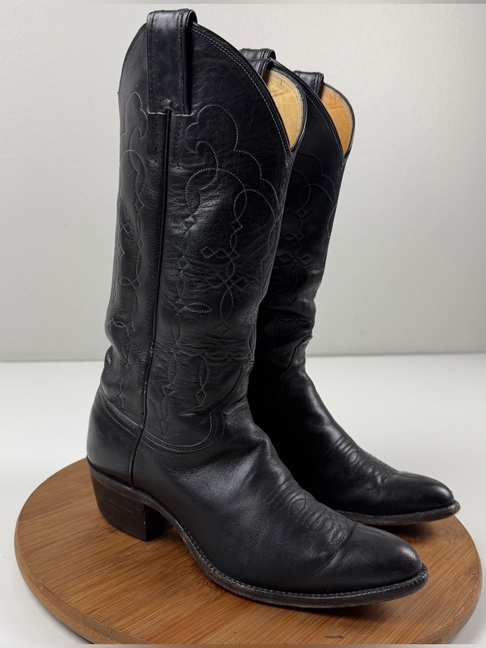 Justin Classic Black Leather Cowboy Boots